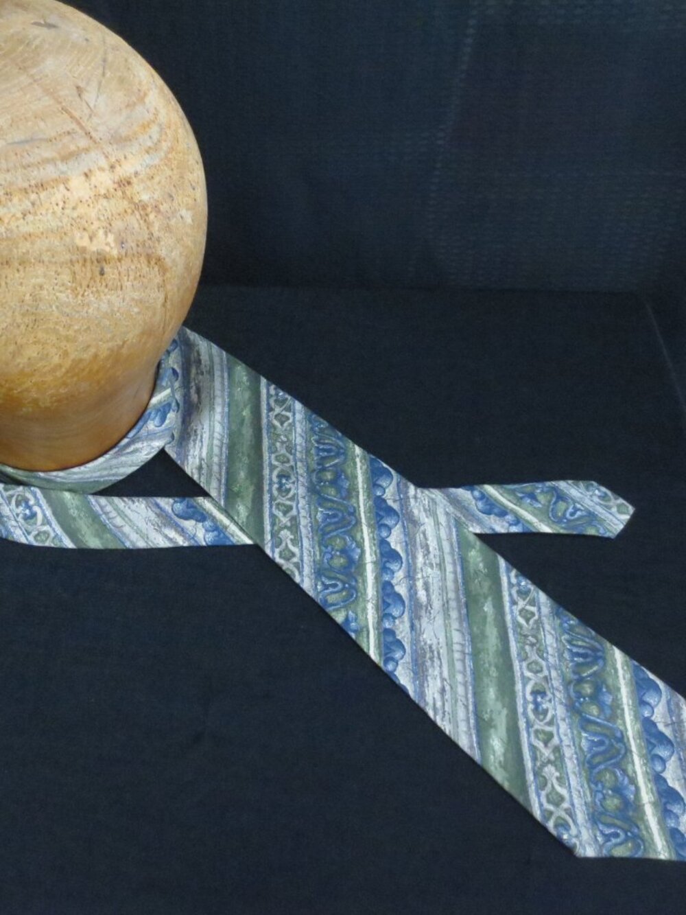 Cambridge Classics Necktie Silk Cream Green Blue Painterly Abstract Print Men OS